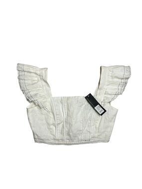 Mimi and Dottie NWT White Linen Stitch Detailed Cropped Tank, Size S